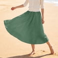 thumbnail image 2 of XIAOCHA Summer Midi Skirt for Women Solid Elastic Waist Side Pocket Flowy Loose Casual Everyday Long Skirts, 2 of 7