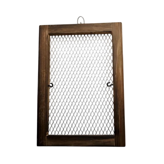 Soporte para colgar un tablero con diseño de helecho cuerno de ciervo, de madera, vertical, para decoración del hogar, con marco de malla metálica. 35cm x 25cm