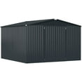 thumbnail image 3 of YODOLLA 10' x 14' Outdoor Storage Shed with Lockable Door Patio Metal Garden Storage Building in Dark Gray for Garden, Outside& Backyard, 3 of 7