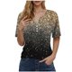 thumbnail image 1 of Blusas de Manga Corta para las Mujeres Impresas Cuello Redondo Casual Top, Blusa de Algodón de Imitación para el Hogar Y Diario, 1 of 5
