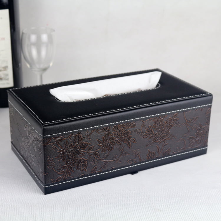 PU Leather Tissue Box Holder Rectangular Napkin Holder Paper Case Dispenser 
