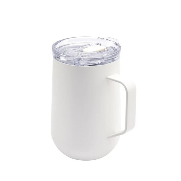 Taza de acero inoxidable doble pared con popote-tasse blanco 13 x 15.2