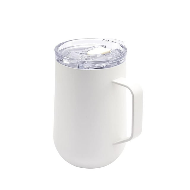 Taza de acero inoxidable doble pared con popote-tasse blanco 13 x 15.2