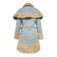 thumbnail image 5 of Xihbxyly Women Zipper Plush Hooded Coat Women's Long Sleeve Woolen Jacket Bow Cape Set Outwear Plush Stitching Coat Hooded Drawstring Pocket Zip Jacket Long Sleeve Tops Jacket, 5 of 7