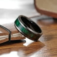 thumbnail image 2 of King Will NATURE 8mm Mens Black Tungsten Carbide Wedding Ring Green Wood Inlaid Mens Ring Comfort Fit Size 8, 2 of 7