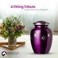 thumbnail image 2 of Ottillie Paws Series Pet Cremation Urn - Large, Amethyst Purple Painted Finish/Horizontal Pewter Paws, 2 of 4