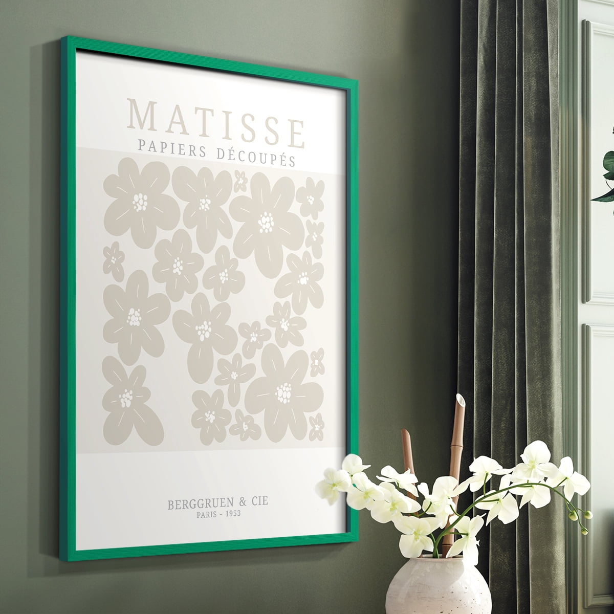 Matisse CDXVIII in Green Solid Wood Framed Print No Nail Hanging