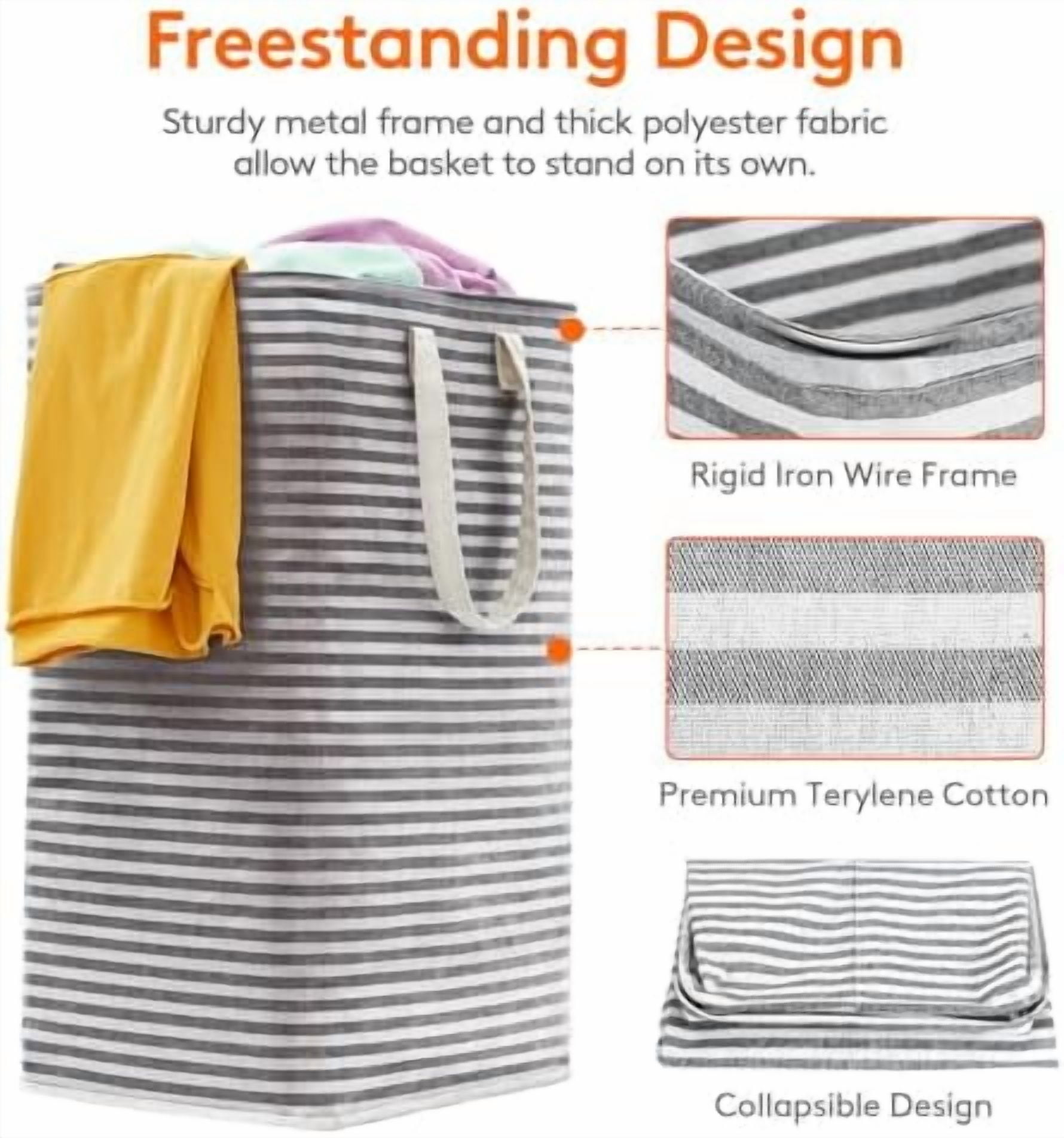 3 Pack Laundry Hamper Large Collapsible Laundry Baskets, Freestanding Waterproof Clothes Hamper with Easy Carry Handles in Laundry Room Bedroom Bathroom College Dorm, Black, 3 x 80L Black,3 x 80L
