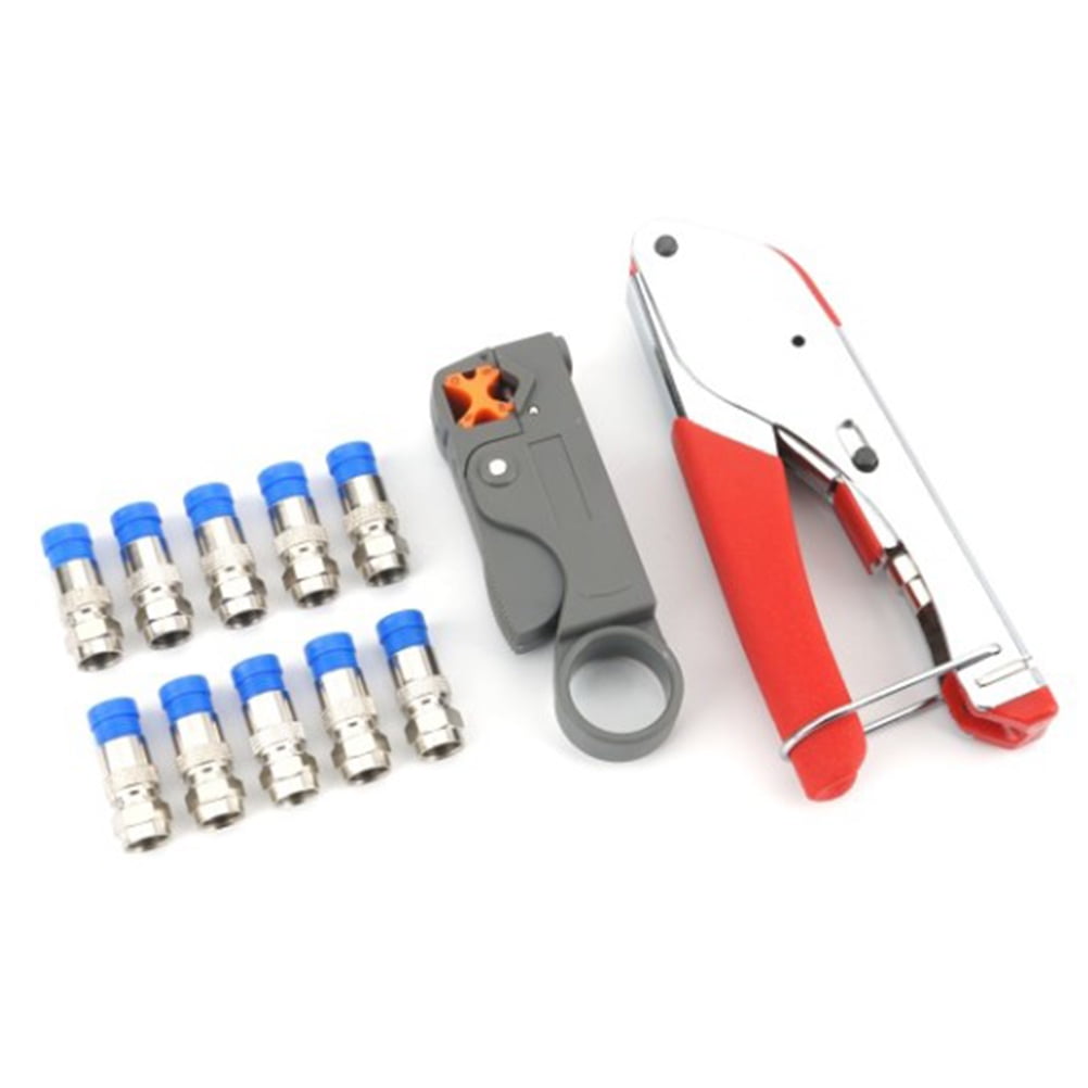 SKISUNO 10Pcs Coax Cable Crimper Kit Tool for Rg6 with Adjustable Wire pping Pliers