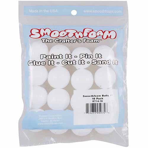 Smooth White Foam Balls, 1", 16pk