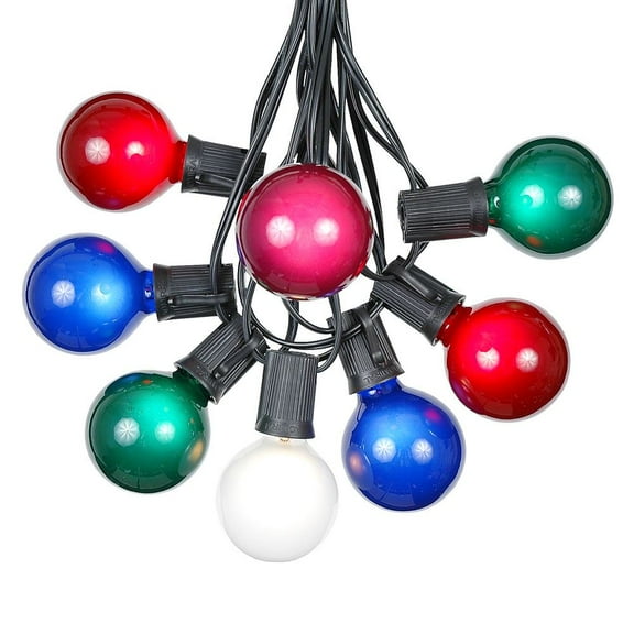 Novelty Lights 100 Feet Multicolored G50 Globe Outdoor Patio String Lights, Black Wire
