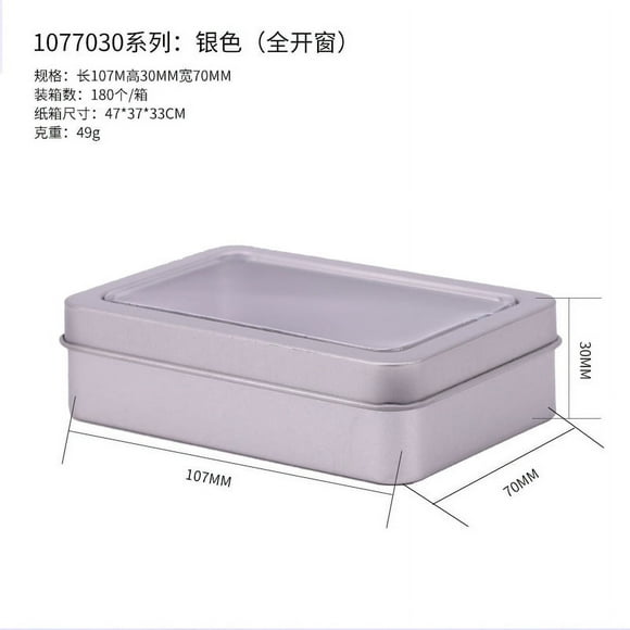 Rectangular Storage Box Metal Storage Box Small Empty Metal Box with Clear Window Lid
