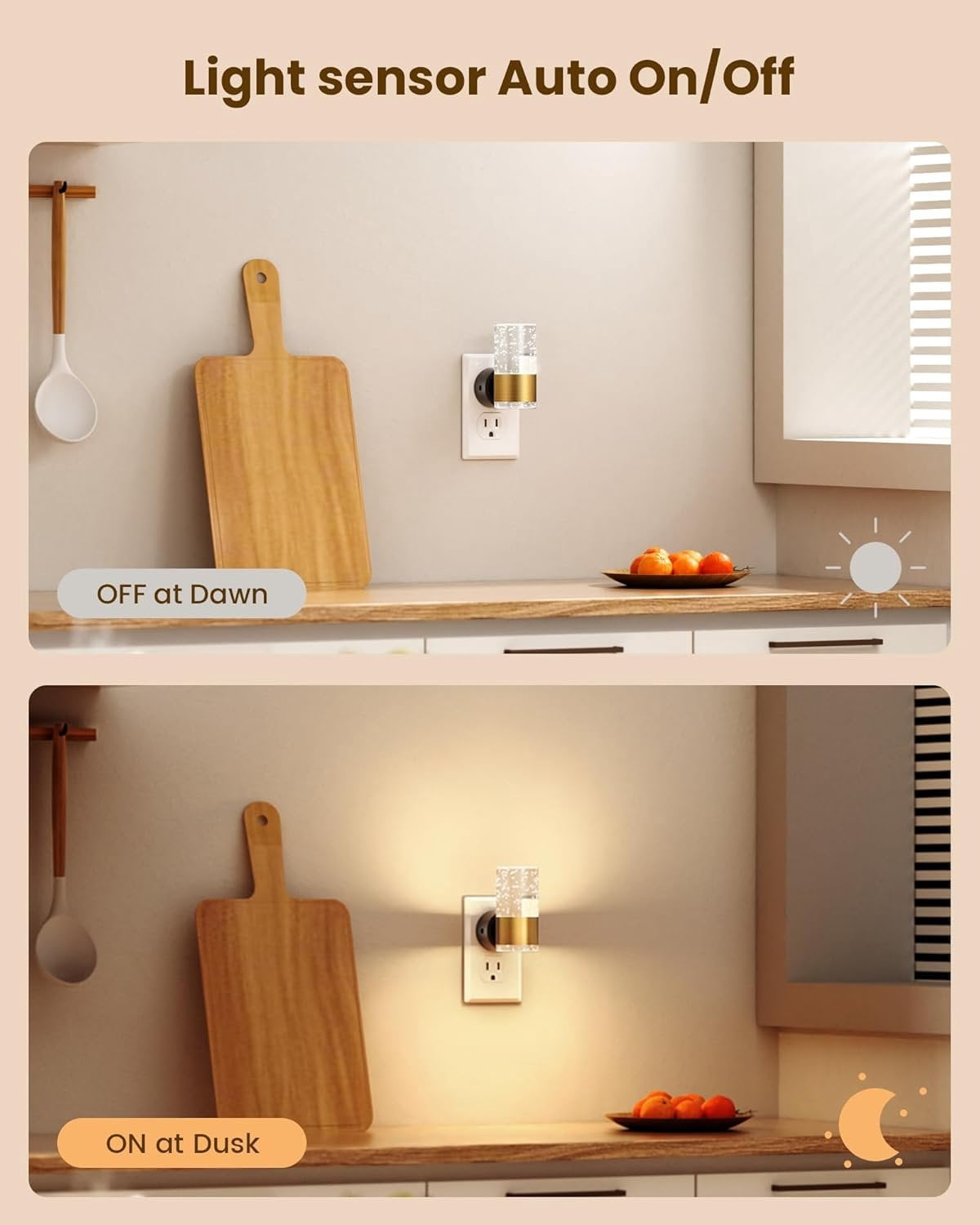 Night Lights Plug into Wall, Dimmable LED Night Light 3 CCT & 5 Brightness Levels,  Bubble Nightlight with Dusk to  Sensor for Hallway, Bathroom, Stair,   2 Pack