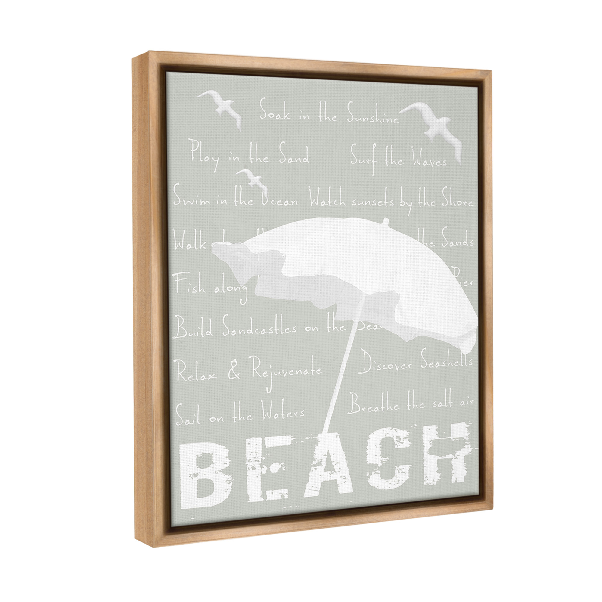 Stupell Industries Summer Beach Activities Animals & Insects Painting Brown Floater Framed Canvas Art Print Wall Art, 25 x 31