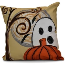 16" x 16" Simply Daisy Ooky Spooky Halloween Polyester Accent Pillow, Yellow Qty 1