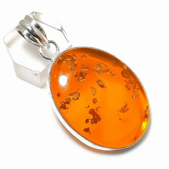 Natural Baltic Amber 925 Sterling Silver Jewelry Pendant 2.09"