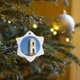 thumbnail image 7 of 3drose, the Ojai Post Office Tower in the Middle of the City., 3 inch Snowflake Porcelain Ornament, 7 of 7