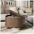 thumbnail image 5 of JOINICE Round Coffee Table with Storage and Bun Feet,Mid Century Modern Center Table,for Living Room,Walnut, 5 of 7