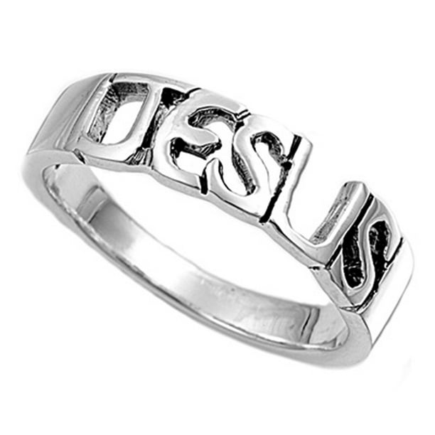 Sac Silver Sterling Silver Women's Jesus Christian Faith Ring