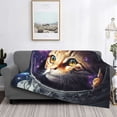 thumbnail image 2 of Rateoe Astronaut Cat Pattern Flannel Throw Blanket, Ultra-soft Blanket for Bed, Couch, Car, Hypoallergenic Anti-pilling blanket-50"x40"(Horizontal), 2 of 6