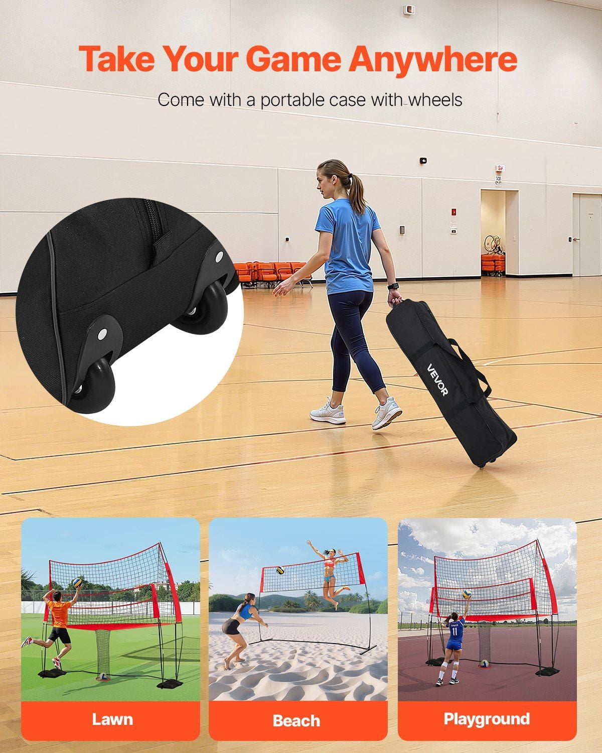 Volleyball Training Net System Adjustable Practice Equipment Indoor Outdoor