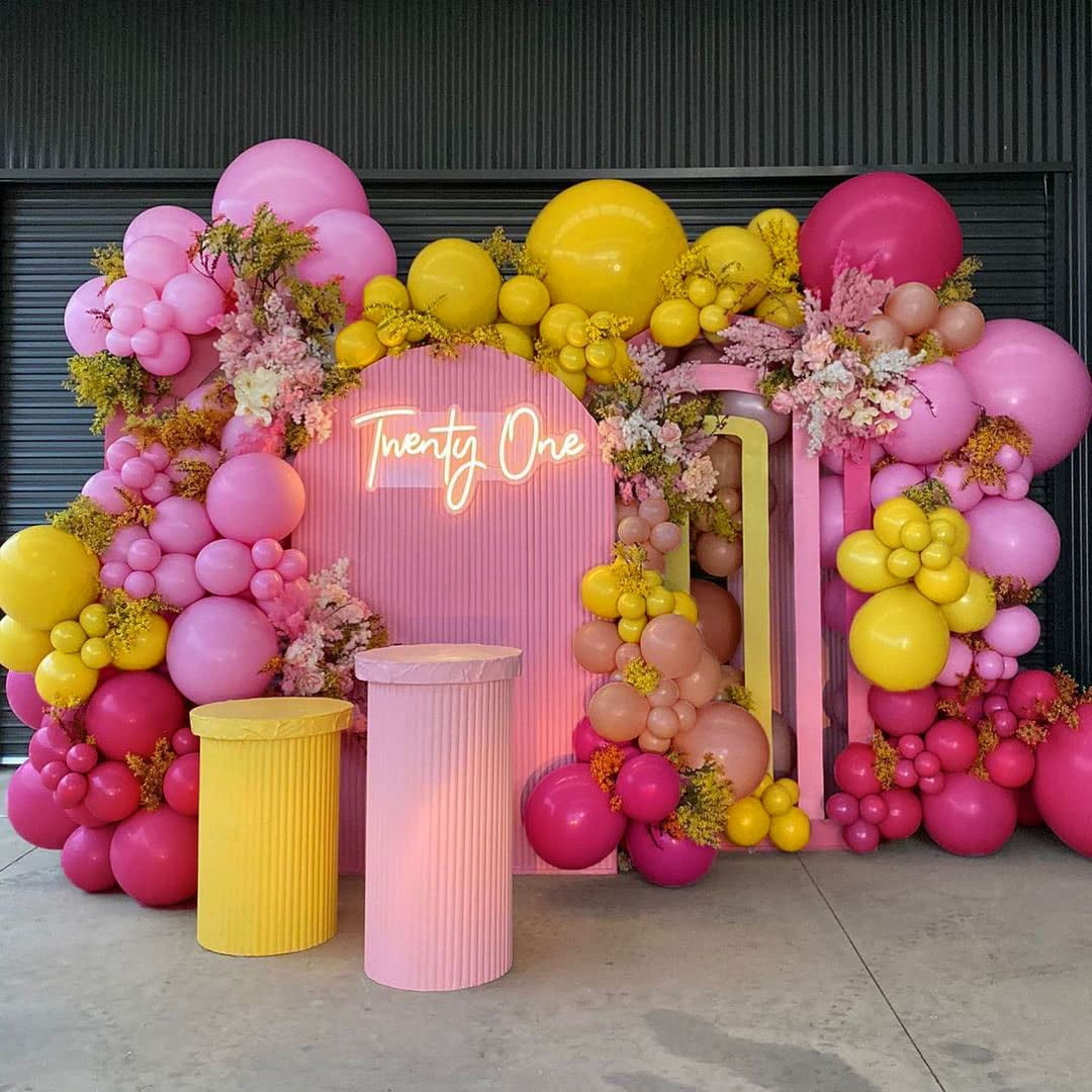 Hot Pink Yellow Balloons Garland Kit Mustard Yellow Pink Balloon