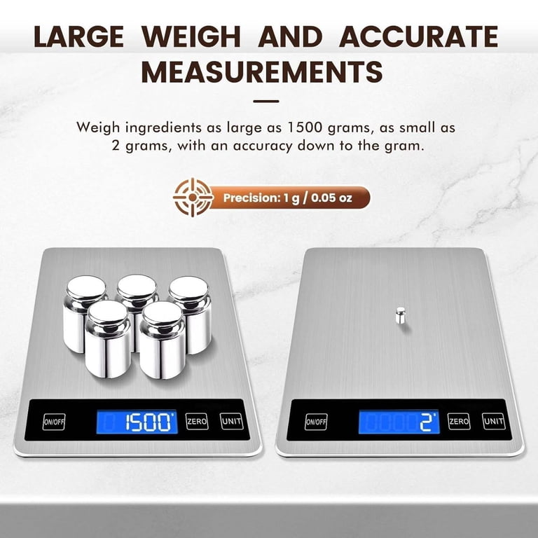 Digital Kitchen Scale 33lb 1g 0.05oz High Precision Usb Rechargeable ...