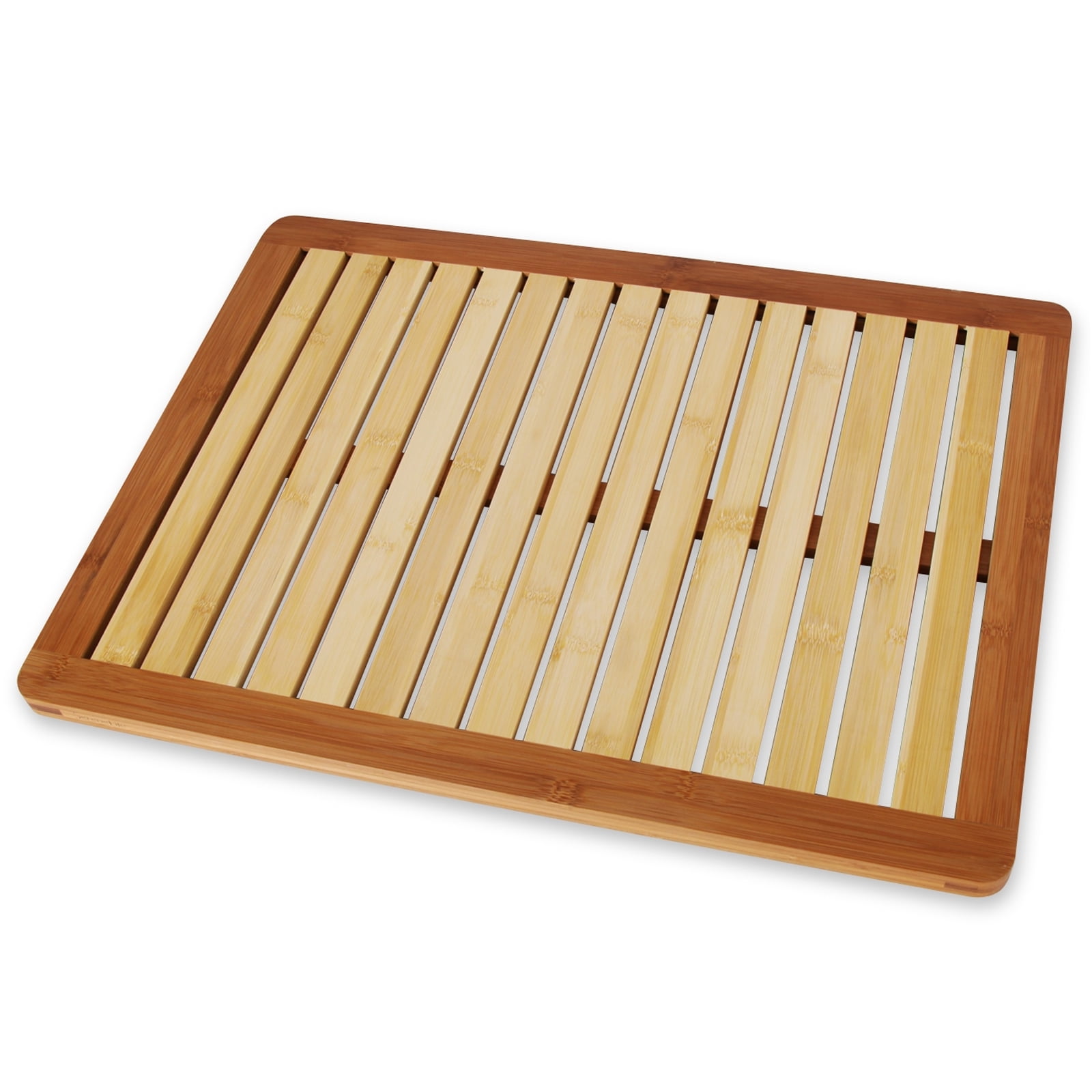 Serene Life Natural Bamboo Shower Mat Standing Floor