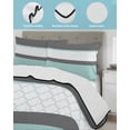 thumbnail image 4 of Quilts Twin Size, Turquoise Morocco Soft Comforter Bedding Set for Bed, Geometric Grey Stripes Modern Lightweight Quilted Bedspread with Pillow Cover(2 Pieces) for All Season, 68x86 Inch, 4 of 6