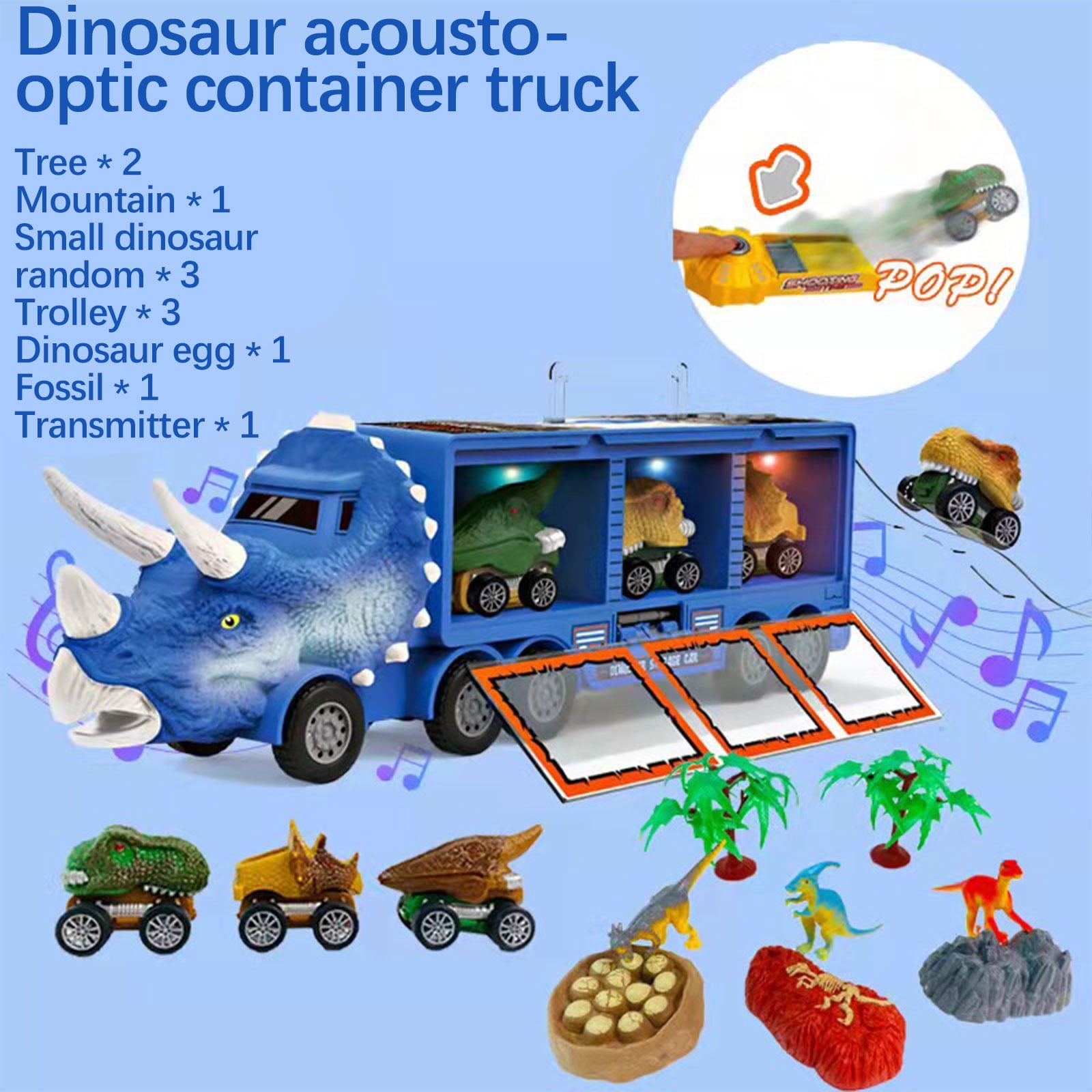 PPgejGEK Easter Basket Stuffers for Teens Dinosaur Model Toy Storage Car Dinosaur Transport Car Light and Music Children's Toy Car up to 65% off Stocking Stuffers for Kids