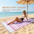 thumbnail image 5 of Unique Bargains 2 Pack Striped Turkish Tassel Beach Towels Pink/Blue 71"x40", 5 of 8