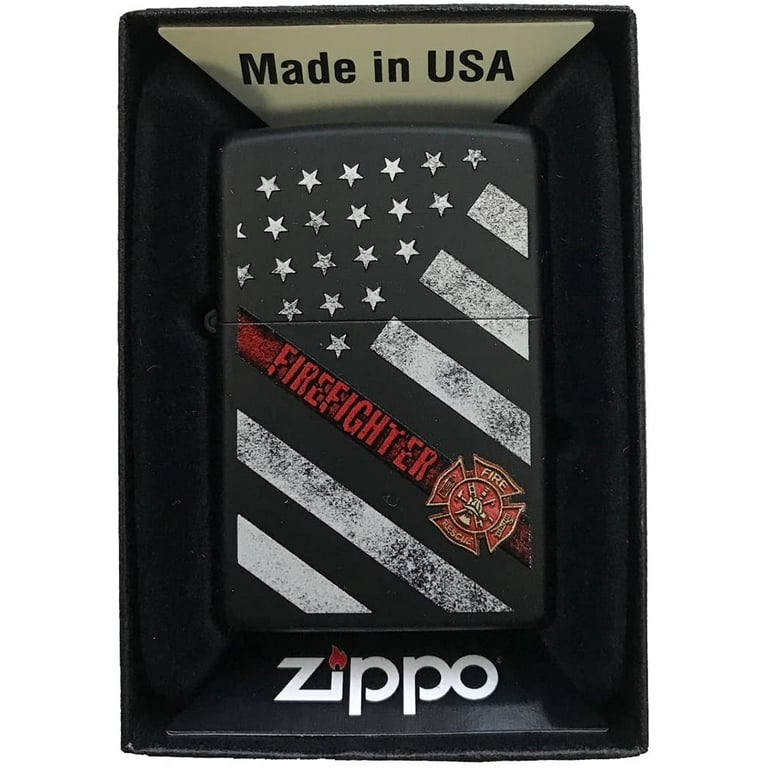 Zippo Custom Lighter - Red Line Firefighter USA Flag & Support - Black  Matte - Gifts for Him, for Her, for Boys, for Girls, for Husband, for Wife,  for Them, for Men