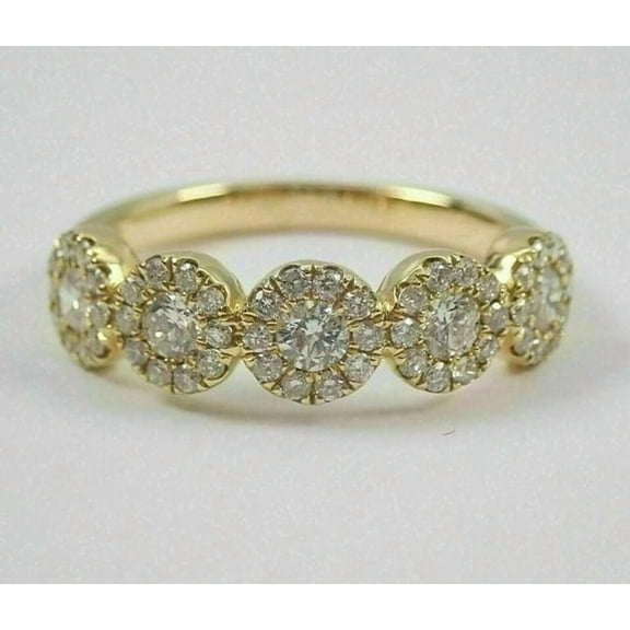 Real Moissanite 2Ct Round Cut Women's Wedding Band Ring 14K Yellow Gold Plated