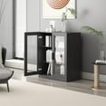 thumbnail image 3 of MAYEERTY Curio Display Cabinet with Glass Doors, DIY Combination Storage Cabinets with Adjustable Shelves for Living Room, Black, 3 of 8