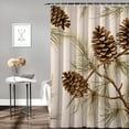 thumbnail image 2 of Creowell Pine Cone Printed Shower Curtain 100% Polyester Fabric Bathroom Decoration Home Bathtubs Curtain with Hooks 60x72, 2 of 7