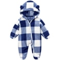 thumbnail image 2 of Maqroz Kids Boy Girl Plaid Fleece Romper Long Sleeve Hooded Jumpsuit Pajamas Winter Warm Bodysuit Sleepwear, 2 of 6