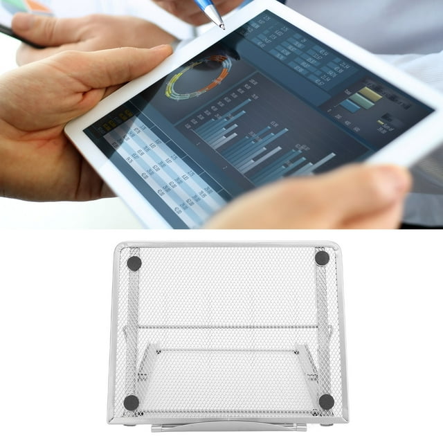 Support d'Ordinateur Portable Réglable, Support Ergonomique pour Tablette Pliable Dissipation de Chaleur Forte Antidérapant 6 Niveaux d'Inclinaison Réglable pour Refroidissement Noir, Argent