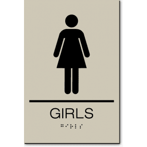 

GIRLS Restroom Sign-Taupe / Black (1 Unit)