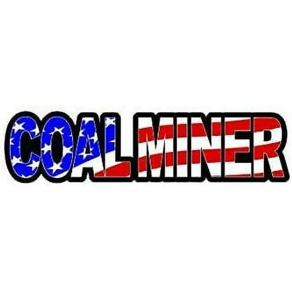 Pair of Coal Miner US Flag Funny Hard Hat/Helmet Vinyl Decal Sticker