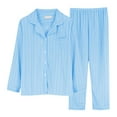 thumbnail image 5 of Womens Long Sleeve Pajama Set Soft Button Down Loungewear Two Piece PJ Set with Pockets, 5 of 7