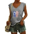 thumbnail image 2 of Usmisi 4th of July Tank Tops Loose Fit Breathable Patriotic Shirts Vest Womens Fashion Independece Day Graphics V-Neck Sleeveless Summer Blouses Gray xxl, 2 of 5