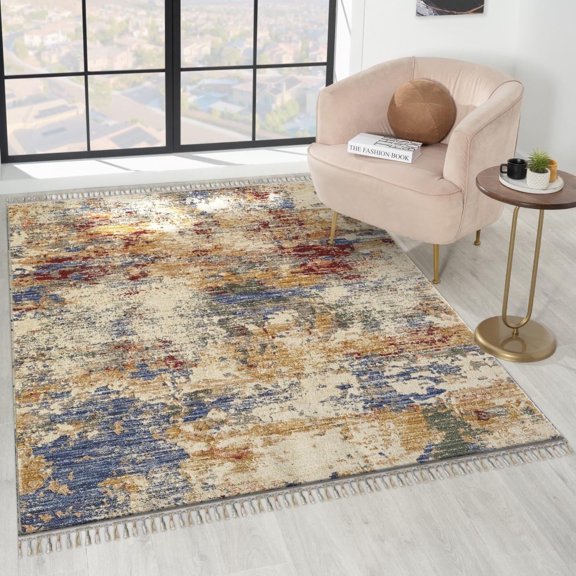 Luxe Weavers Modern Abstract Multicolor Fringed 5x7 Area Rug