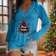 thumbnail image 6 of EchfiProm V Neck Shirts for Women Christmas Business Reindeer Long Sleeve Xmas Graphic Females Tee Shirts Sky Blue, 6 of 6