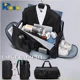thumbnail image 2 of Bolsa de viaje, equipaje de gran capacidad, traje Formal, bolsa de almacenamiento plegable, separación en seco y húmedo con compartimento independiente para zapatos, 2 of 4
