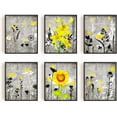 thumbnail image 2 of Flowers Retro Wall Art Prints Abstract Art Canvas Yellow Butterfly Wall Painting Pictures Black and White for Bedroom Living Room Decor 6Pcs No Frame, 2 of 9