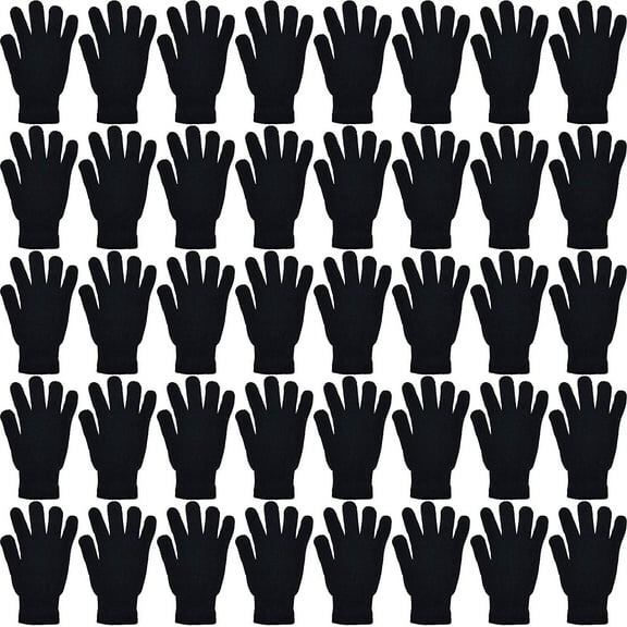 48 Pairs Winter Magic Gloves, Wholesale Bulk Warm Brushed Interior, Stretchy Assorted Mens Womens (Assorted Knit)
