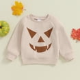thumbnail image 6 of Toddler Baby Boy Girl Halloween Outfit Pumpkin Sweatshirt Crewneck Pullover Sweater Long Sleeve Shirt Tops Fall Clothes, 6 of 7