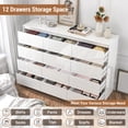 thumbnail image 4 of ChVans 12 Drawer Dresser for Bedroom, 63" Wide 41.3" Tall Modern High Gloss Dresser with Wood Chest of 12 Drawer Handle Free, Large White Malm Dresser for Bedroom, Living Room, Entryway, Hallway, 4 of 8