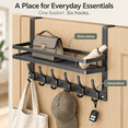 thumbnail image 6 of Storvive Over The Door Hooks Organizer Hanger, Space-Saving Door Hanging Rack with 6 Hooks & 1 Basket, 6 of 8