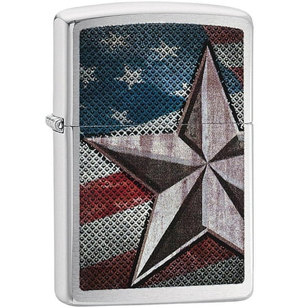 Zippo Retro Star Brushed Chrome Windproof Pocket Lighter